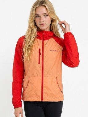 Columbia Girls Windbreaker Jacket Multicolor Hooded Size 14 Full‎ Zip